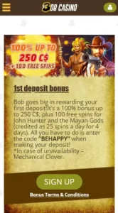 bob casino mobile bonus review