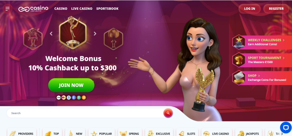 Casino Infinity home page