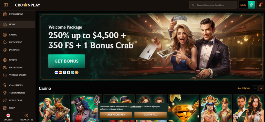 Crownplay casino home page
